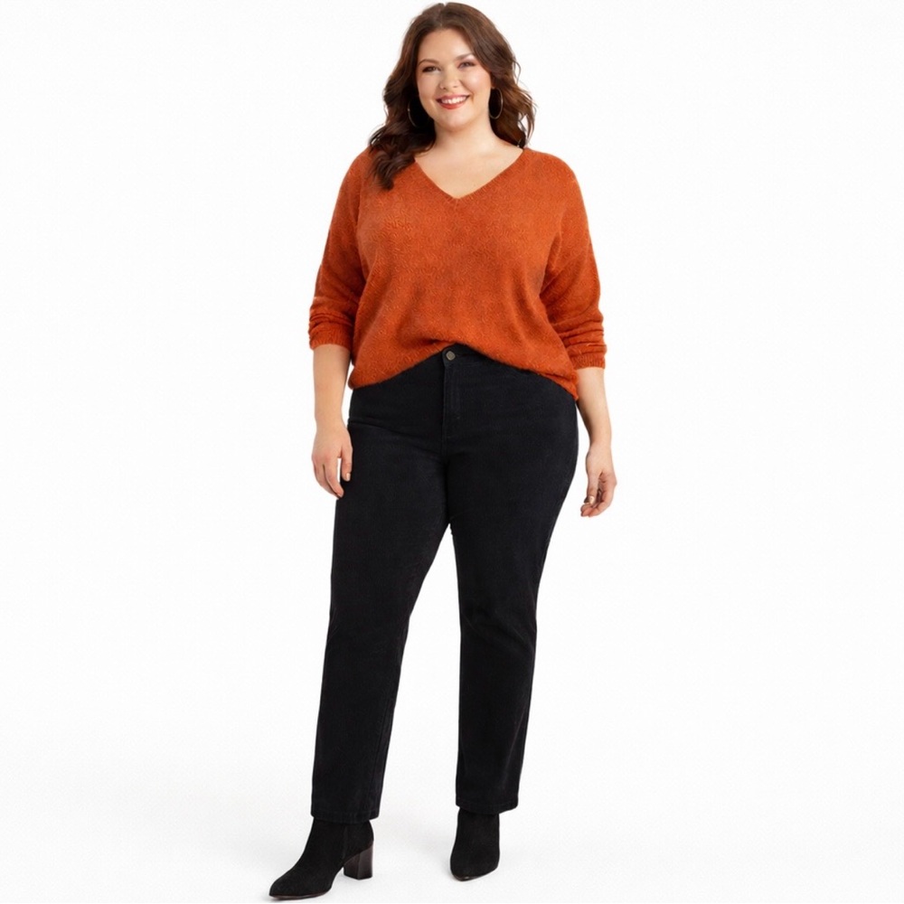 Boden Black High Rise Corduroy Straight Leg Jeans Long Tall Stretch 20/22L 🧡